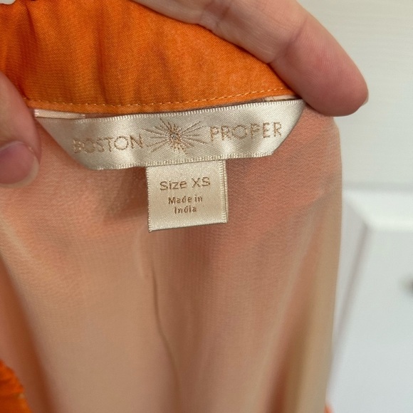 Boston Proper Maxi Ombré  Chiffon Boho Skirt Size XS Watercolor Pleat Pink Lined - Picture 7 of 7